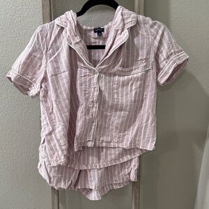 GapBody Light Pink/purple Striped Button Down and shorts pajamas
